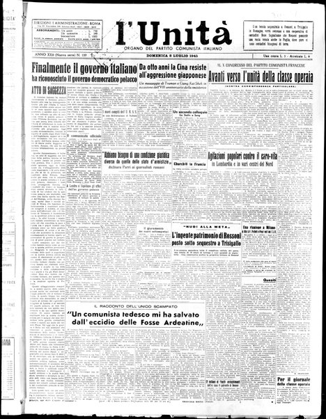 L'Unità : organo centrale del Partito comunista italiano